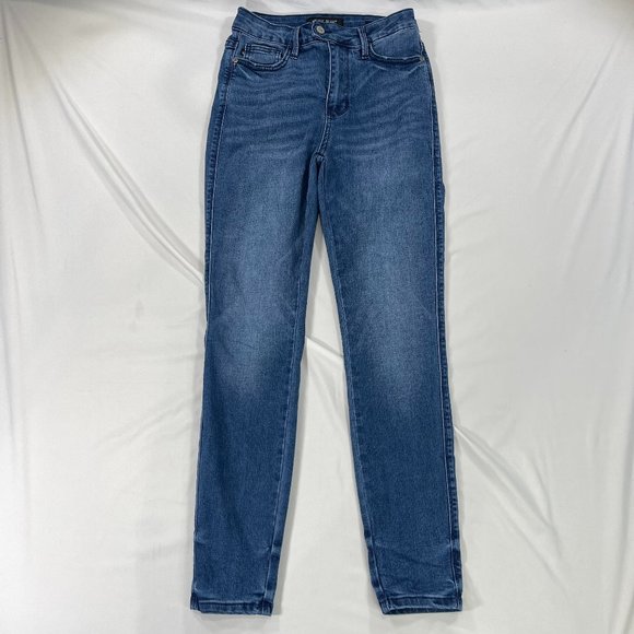 Judy Blue Jeans Women Size 3/26 Skinny Fit Mid Rise Dark Blue Denim Stretch - Picture 2 of 12